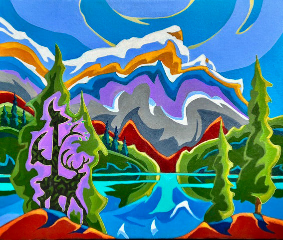 K Neil Swanson artwork 'BOW RIVER RUNDLE ELK' at Canada House Gallery