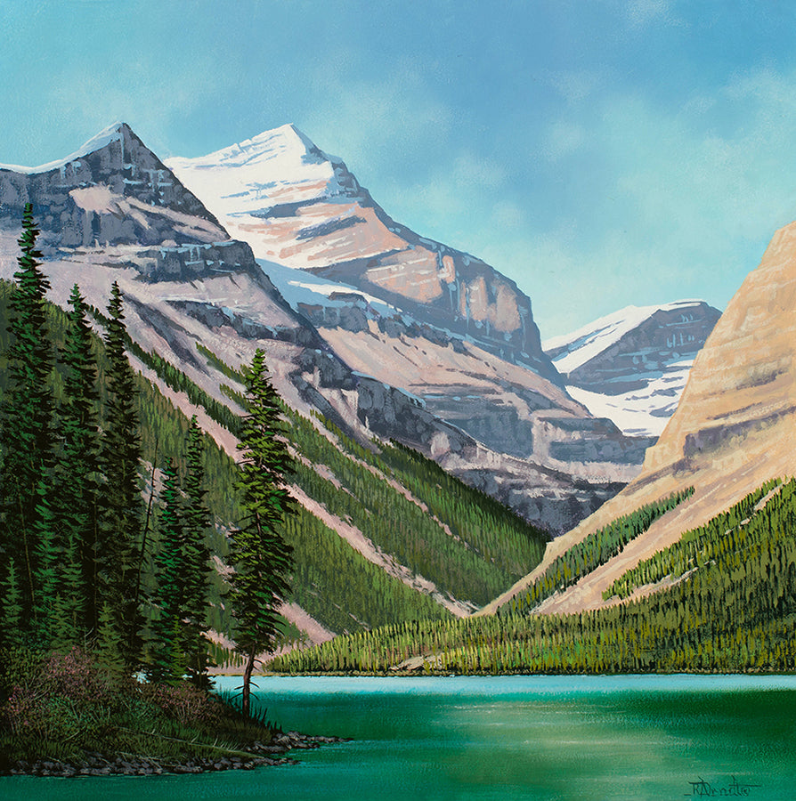 Roger D Arndt artwork 'PEAKS AT KINNEY LAKE' at Canada House Gallery