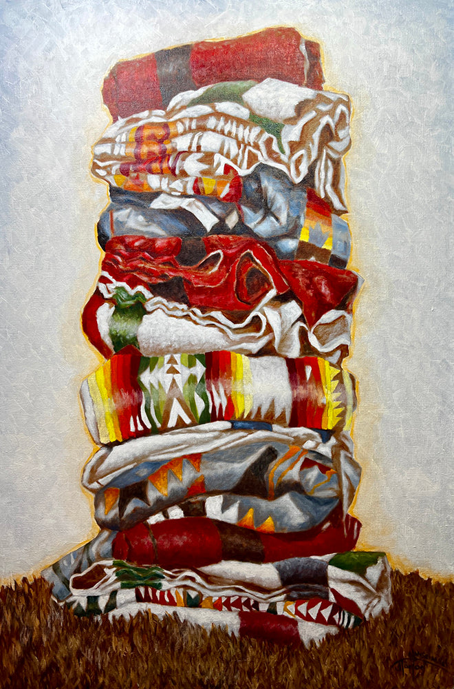 Janice Iniskim-Aki Tanton artwork 'THE WARMTH OF FAMILY' at Canada House Gallery
