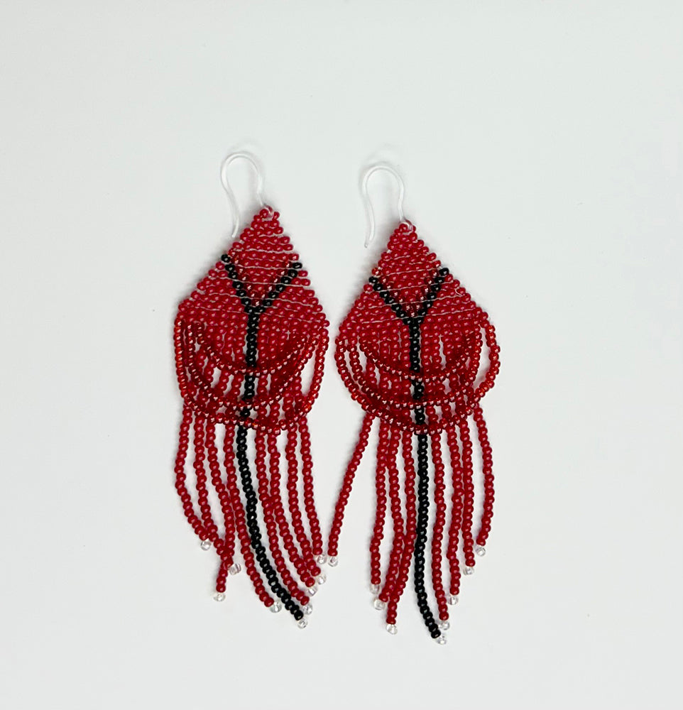 Candice Allard artwork 'MANITOBA BIRD SERIES: CARDINAL EARRINGS' at Canada House Gallery