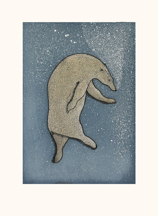 Quvianaqtuk Pudlat artwork 'PLUNGING BEAR' at Canada House Gallery