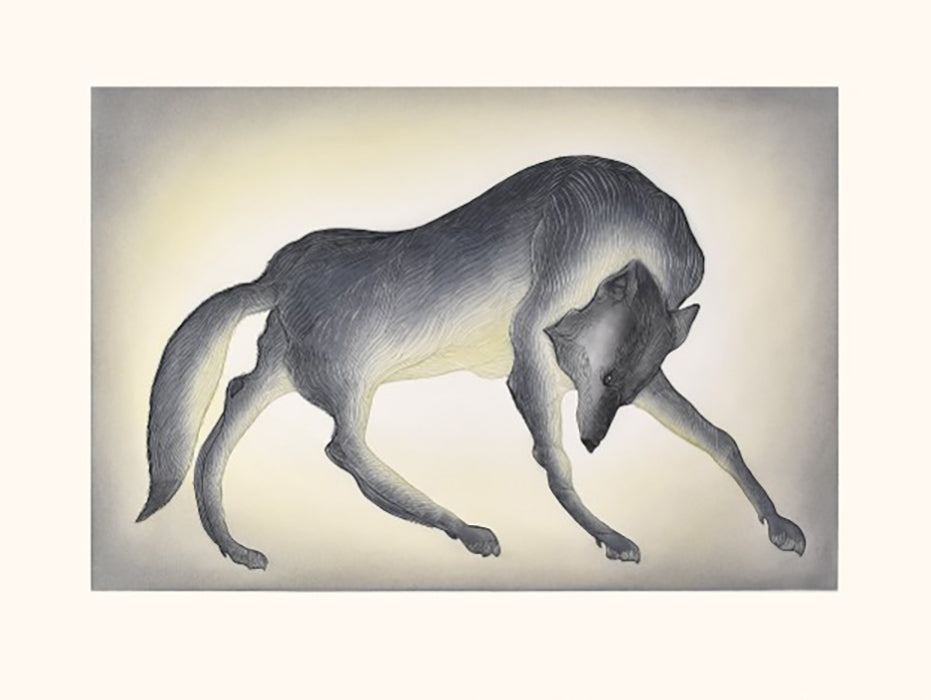 Quvianaqtuk Pudlat artwork 'IMPASSIONED WOLF' at Canada House Gallery
