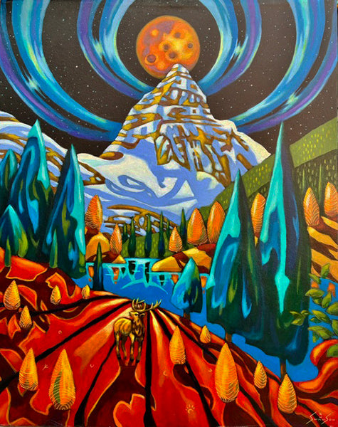 K Neil Swanson artwork 'ASSINIBOINE ELK MOON' at Canada House Gallery
