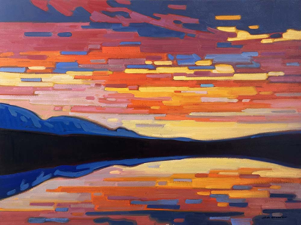 Cameron Bird artwork 'EVENING LIGHT SHOW OVER ONE EYE LAKE' at Canada House Gallery