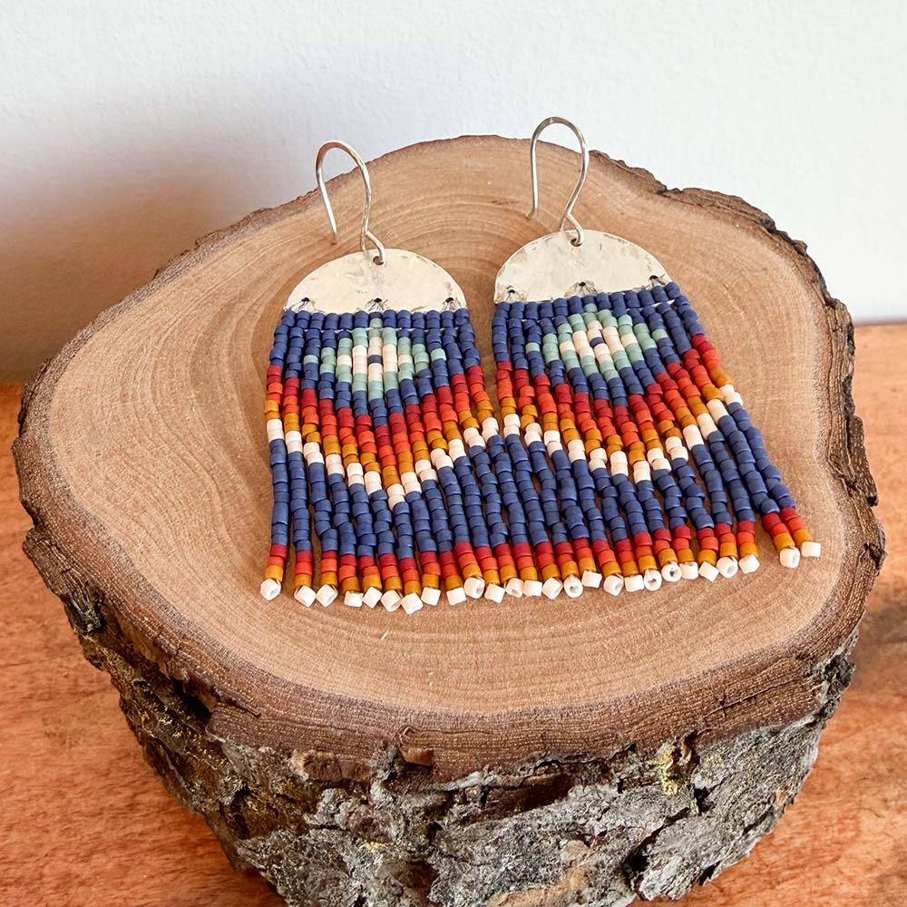 Ariel Hill artwork ''ROOTED' BEADED EARRINGS BLUE' at Canada House Gallery
