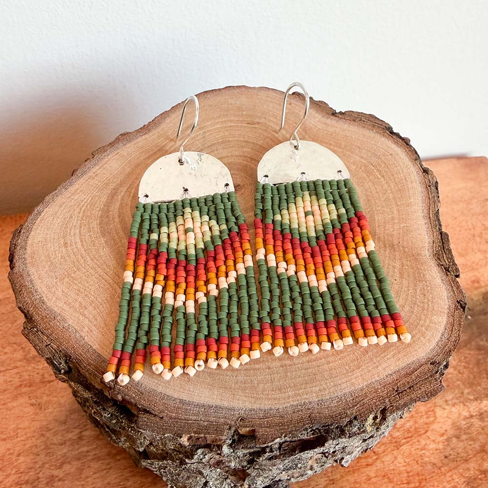 Ariel Hill artwork ''ROOTED' BEADED EARRINGS GREEN' at Canada House Gallery