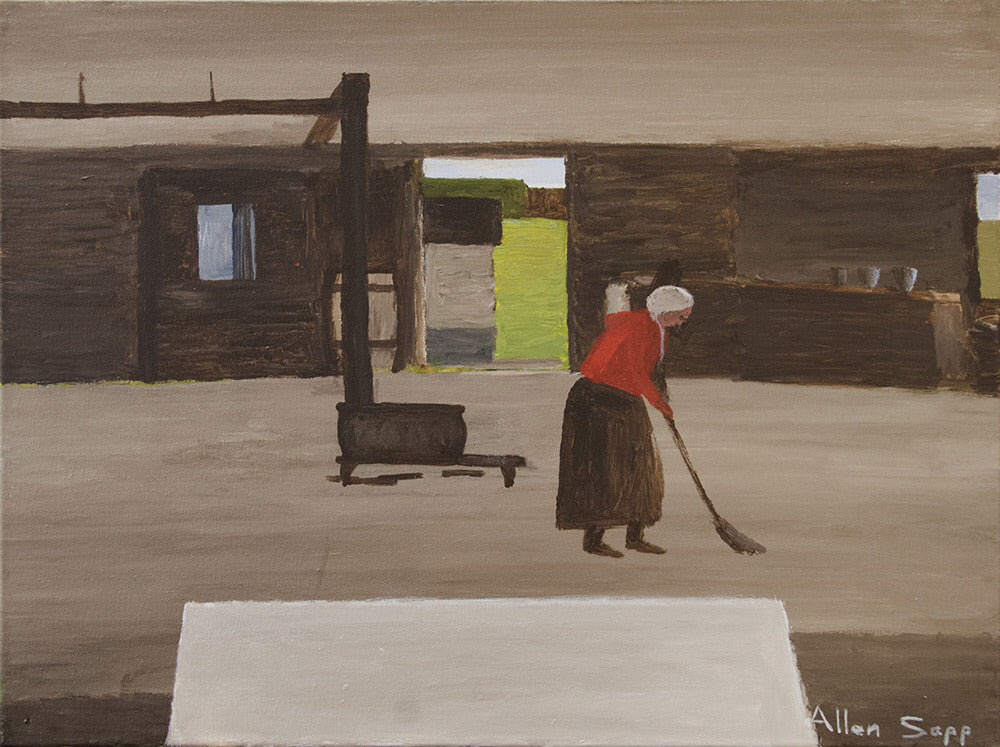 Allen Sapp artwork 'UNTITLED - NOOKUM SWEEPING  CIRCA 2000' available at Canada House Gallery - Banff, Alberta