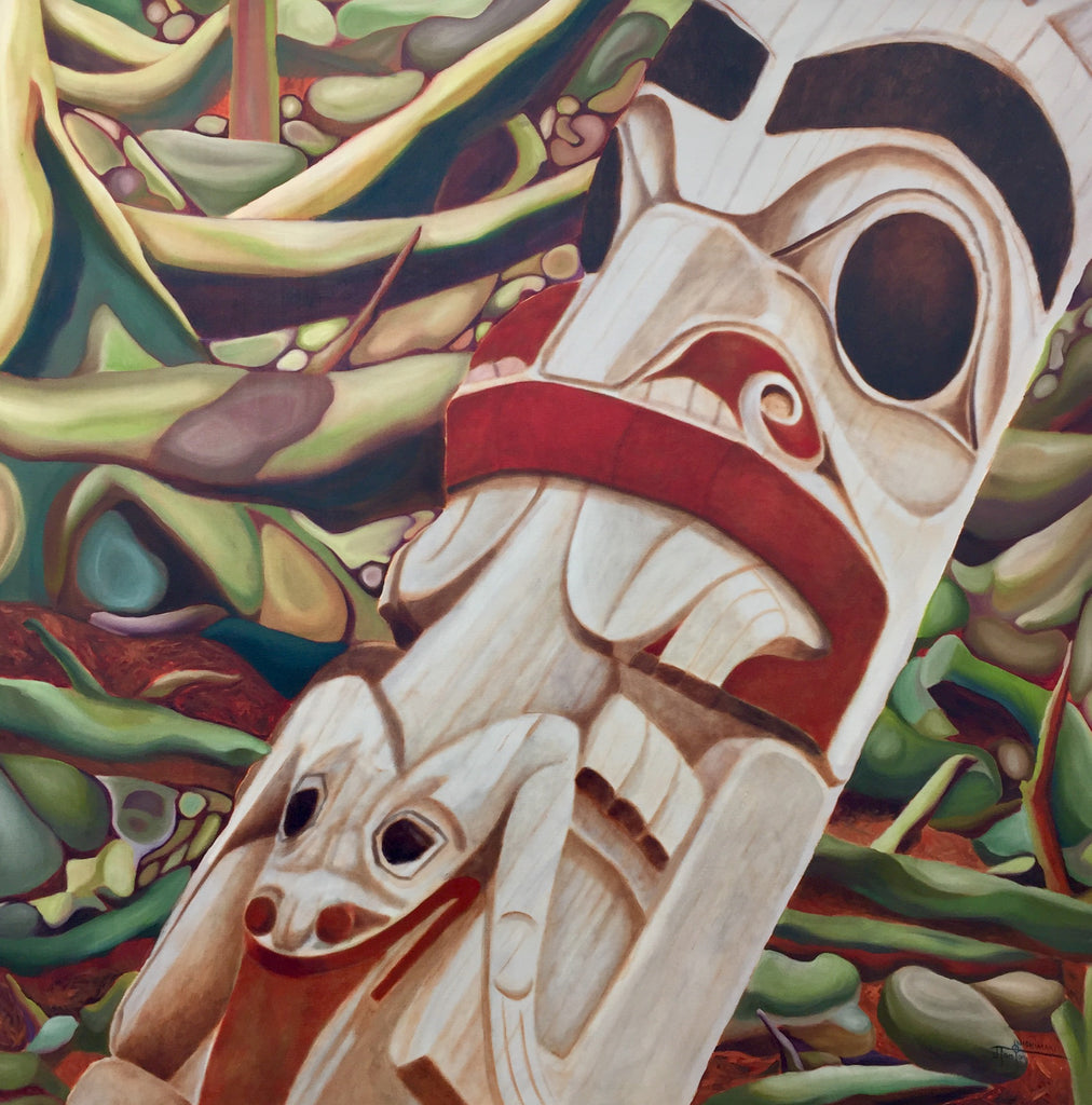 Janice Iniskim-Aki Tanton artwork 'BEAR AND FROG' available at Canada House Gallery - Banff, Alberta