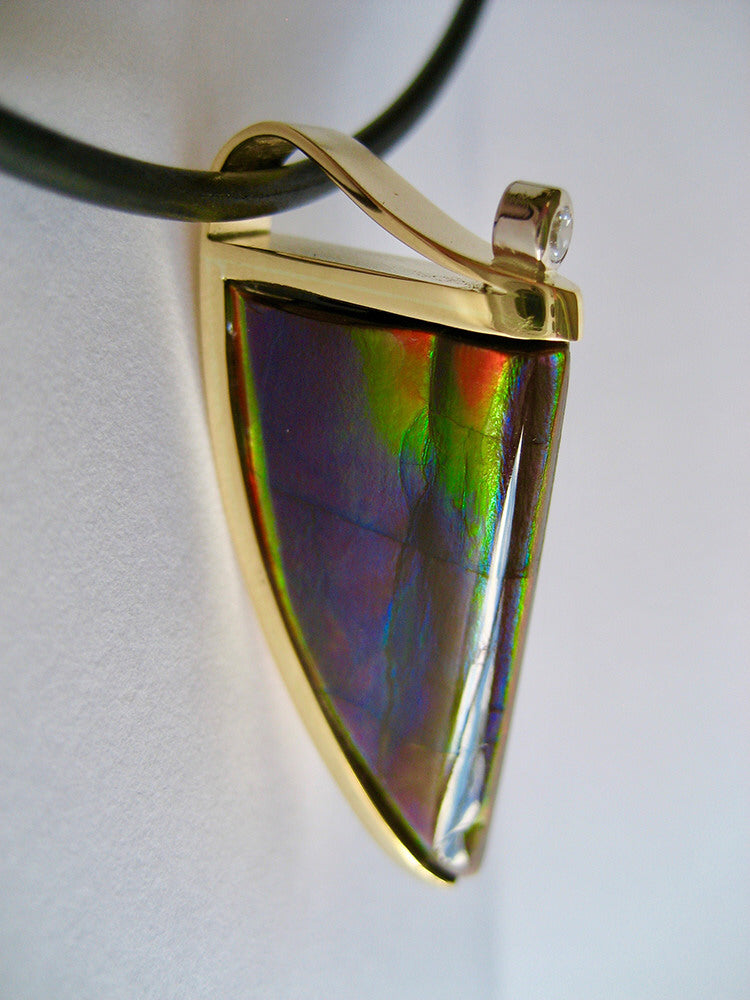 Susan Kun artwork 'AMMOLITE "TOOTH" & DIAMOND PENDANT' available at Canada House Gallery - Banff, Alberta