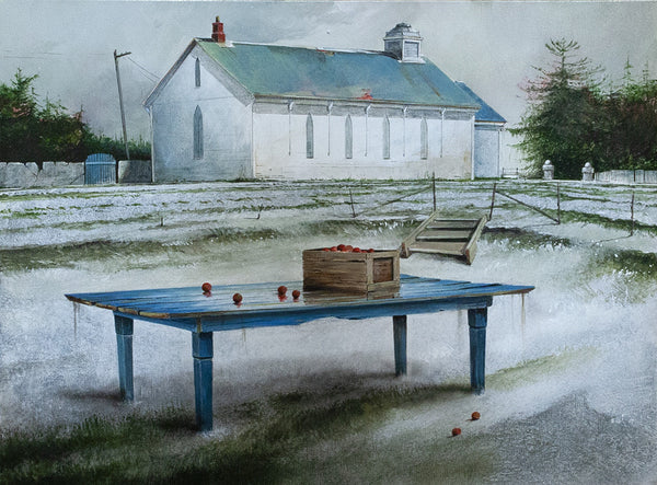Mark Fletcher artwork 'LAST CRATE OF APPLES' available at Canada House Gallery - Banff, Alberta