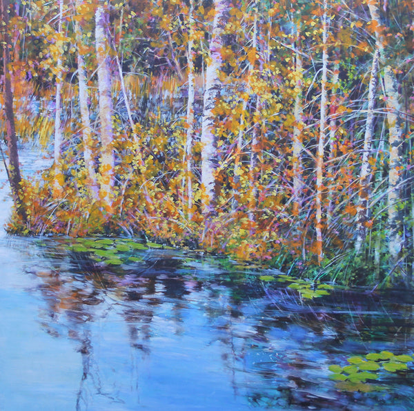 Bev Rodin artwork 'FOREST LIGHT SERIES - LORIMER LAKE ROAD' available at Canada House Gallery - Banff, Alberta