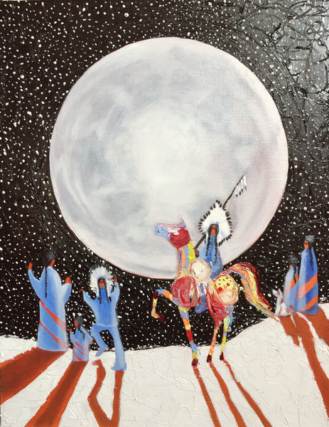 Janice Iniskim-Aki Tanton artwork 'IT'S A WONDERFUL NIGHT FOR A MOONDANCE' available at Canada House Gallery - Banff, Alberta
