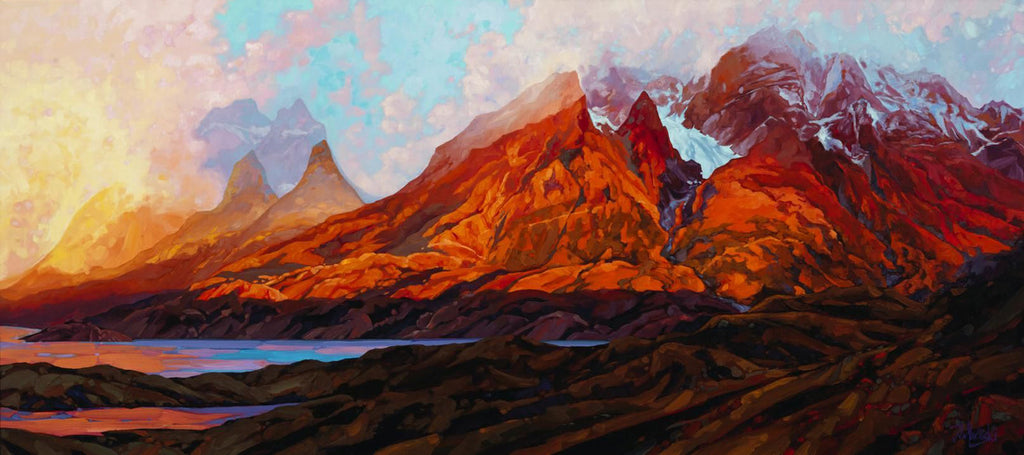 Dominik J Modlinski artwork 'SUNRISE OVER THE TORRES DEL PAINE' available at Canada House Gallery - Banff, Alberta