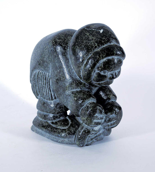 Charlie Inukpuk artwork 'UNTITLED - CROUCHING HUNTER' available at Canada House Gallery - Banff, Alberta