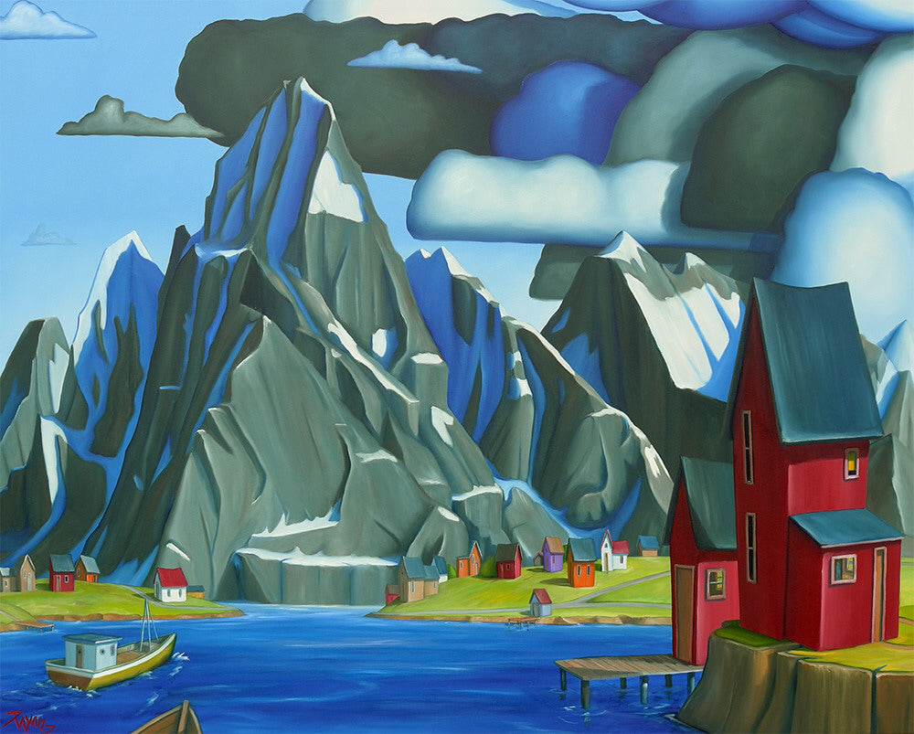 Glenn Payan artwork 'HOME BEFORE THE STORM, REINE, NORWAY' available at Canada House Gallery - Banff, Alberta