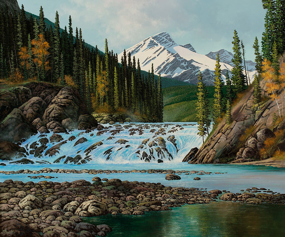 Roger D Arndt artwork 'MAJESTIC BOW FALLS' available at Canada House Gallery - Banff, Alberta