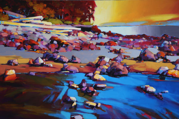 Mike Svob artwork 'A ROCKY BEACH' available at Canada House Gallery - Banff, Alberta