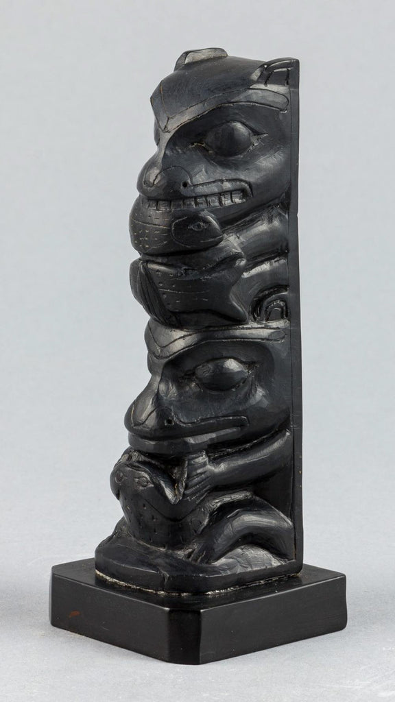 Mildred Pollard artwork 'WOLF, SALMON, BEAR, FROG TOTEM POLE  1958' available at Canada House Gallery - Banff, Alberta