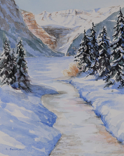 Cliff Swanlund artwork 'WINTER AT LAKE LOUISE' at Canada House Gallery