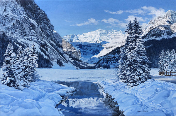 Jean Pilch artwork 'WINTER LIGHT, LAKE LOUISE' at Canada House Gallery